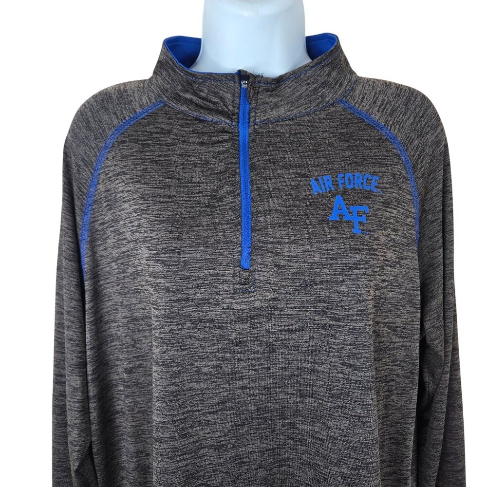 Air Force AF Quarter Zip Pullover Shirt Top Womens Size XXL Gray Blue